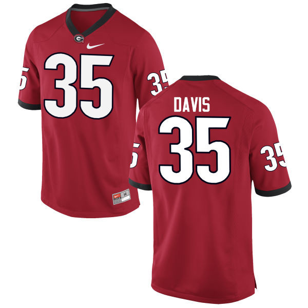 Men Georgia Bulldogs #35 Aaron Davis College Football Jerseys-Red - Click Image to Close